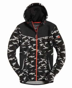 Superdry Gym Tech Stretch Camo Cipzár Férfi Kapucnis Pulóver Szürke/Camo | AXITR3064